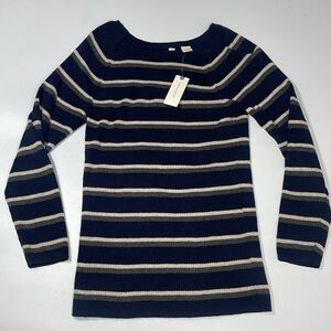 NWT Anthropologie MOTH Sera Ribbed Sweater Striped Knit Crewneck Size M